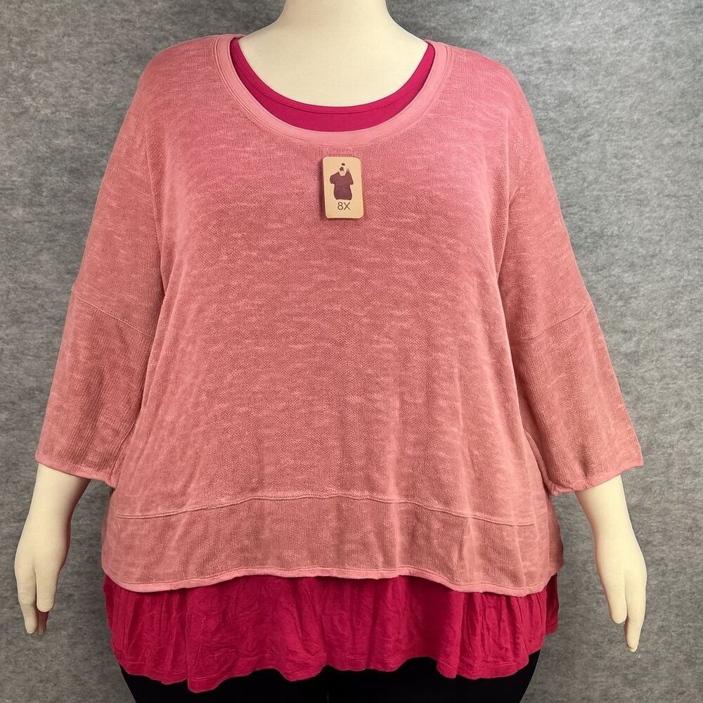 Serena‎ Williams Womens 3X Top Layered Pink & Berry